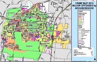 Middletown Major Crimes Map by Neighborhood 2015