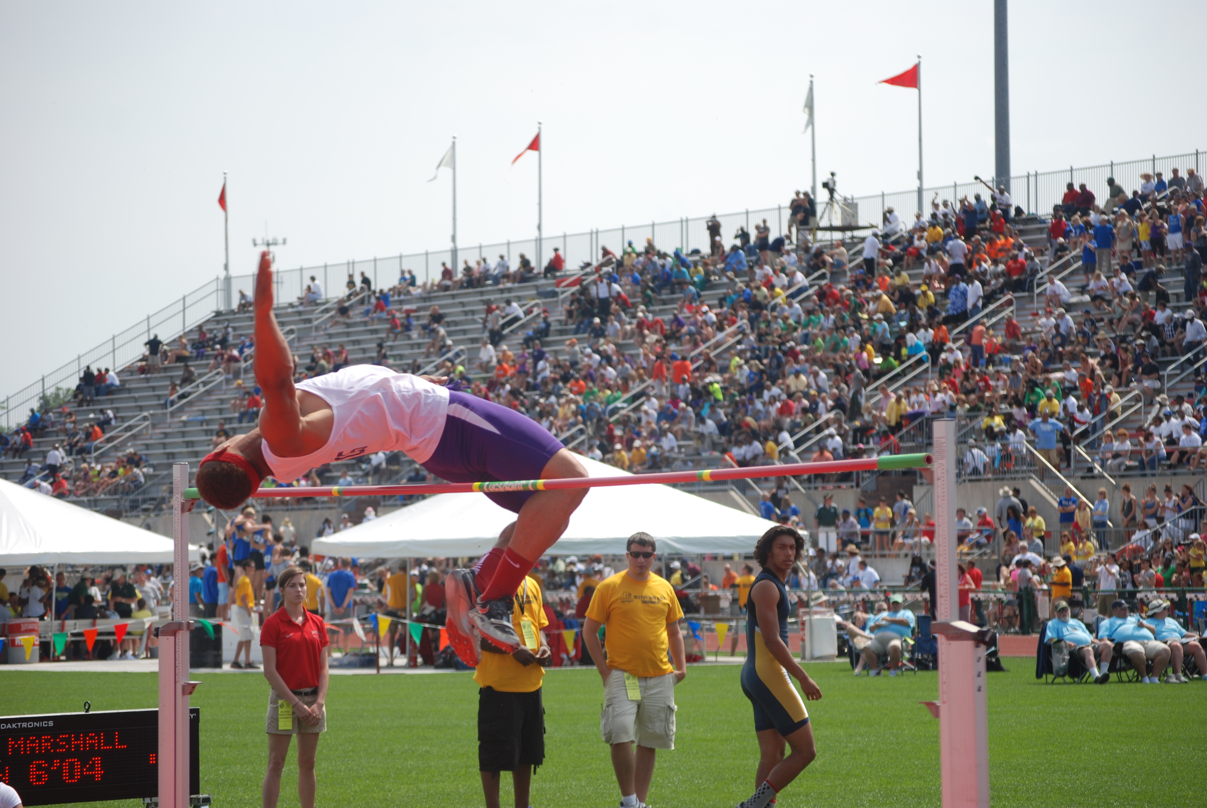 Jalin Marshall finished as the Division I runner-up in the high jump Saturday at Jesse Owens Memorial Stadium in Columbus. He jumped 6 feet, 8 inches to place second.